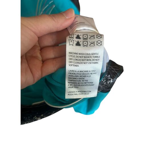 Pearl Izumi Women’s Cycling Jersey Large Teal Black Graphic Zip Back‎ Pockets SS - Picture 8 of 9